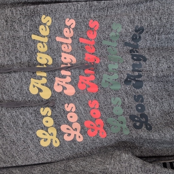 Victoria's Secret PINK Heather Grey Los Angelos Hooded Sweatshirt Size Large - Picture 3 of 5